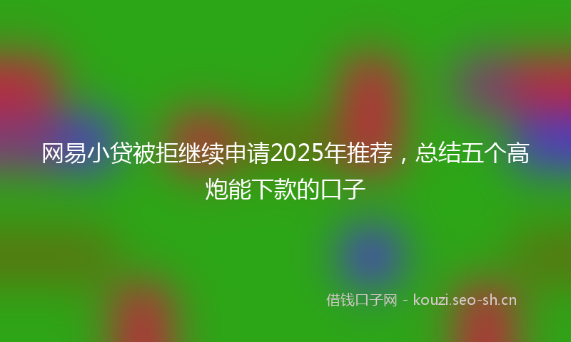 网易小贷被拒继续申请2025年推荐，总结五个高炮能下款的口子