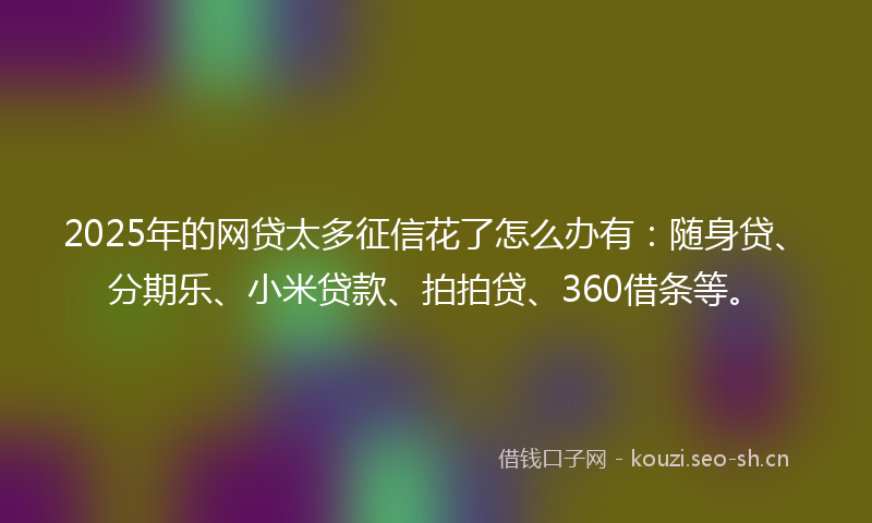2025年的网贷太多征信花了怎么办有:随身贷、分期乐、小米贷款、拍拍贷、360借条等。