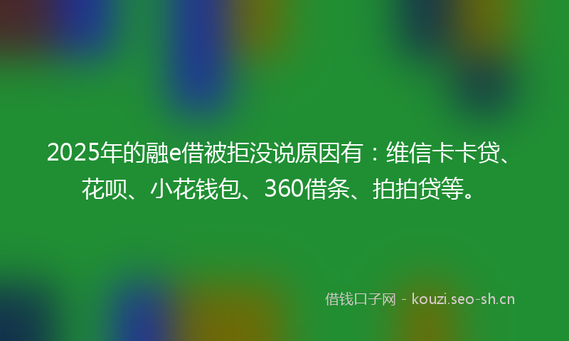 2025年的融e借被拒没说原因有：维信卡卡贷、花呗、小花钱包、360借条、拍拍贷等。