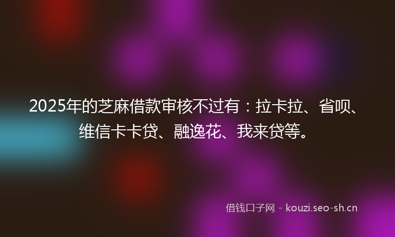 2025年的芝麻借款审核不过有：拉卡拉、省呗、维信卡卡贷、融逸花、我来贷等。