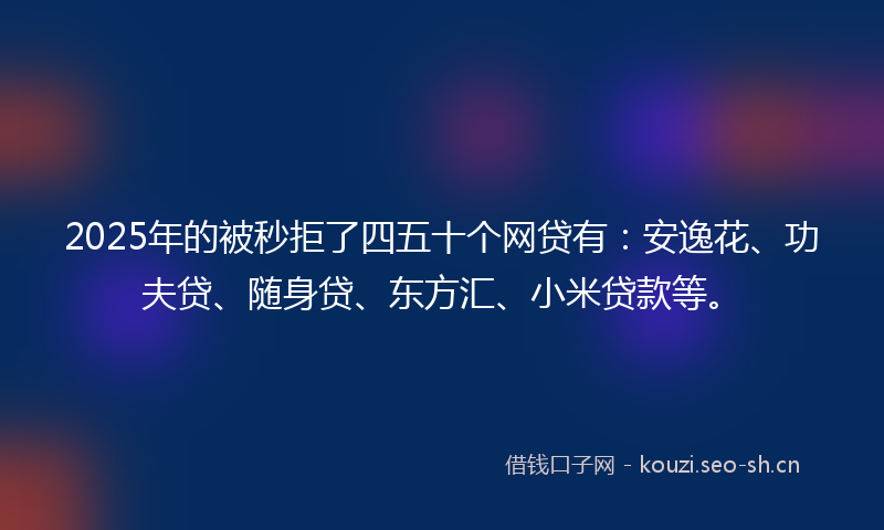 2025年的被秒拒了四五十个网贷有：安逸花、功夫贷、随身贷、东方汇、小米贷款等。