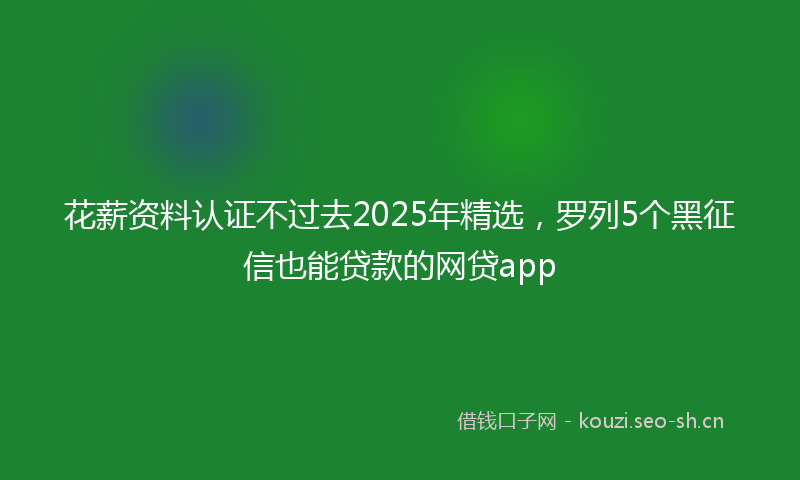 花薪资料认证不过去2025年精选，罗列5个黑征信也能贷款的网贷app