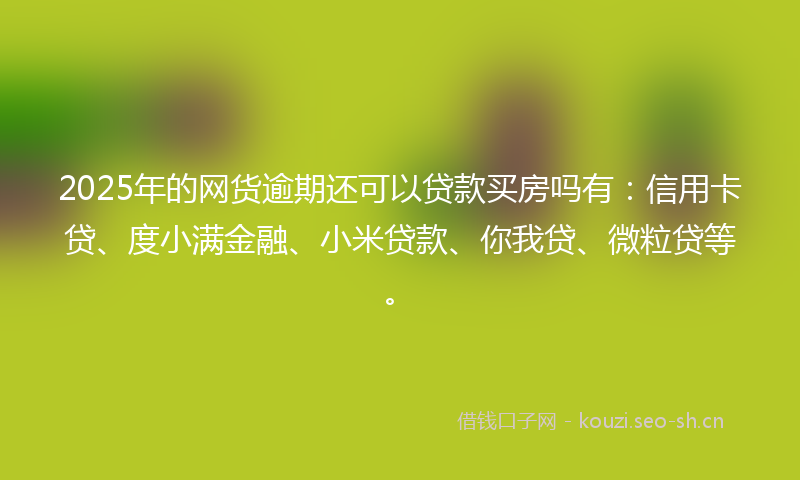 2025年的网货逾期还可以贷款买房吗有:信用卡贷、度小满金融、小米贷款、你我贷、微粒贷等。