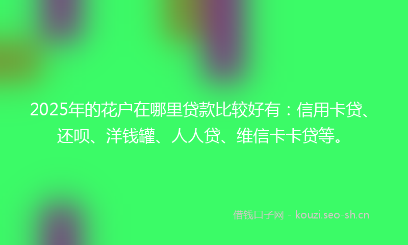 2025年的花户在哪里贷款比较好有：信用卡贷、还呗、洋钱罐、人人贷、维信卡卡贷等。
