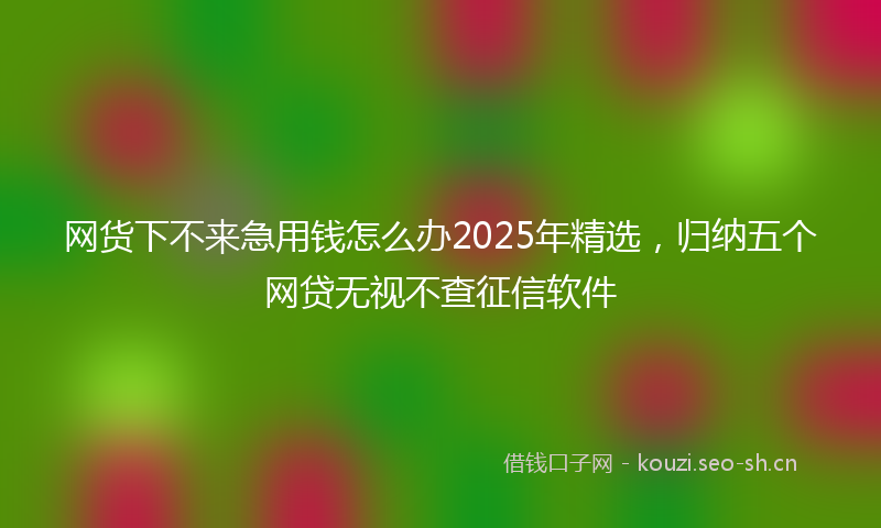 网货下不来急用钱怎么办2025年精选，归纳五个网贷无视不查征信软件
