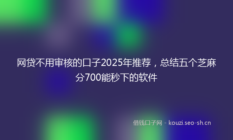 网贷不用审核的口子2025年推荐，总结五个芝麻分700能秒下的软件