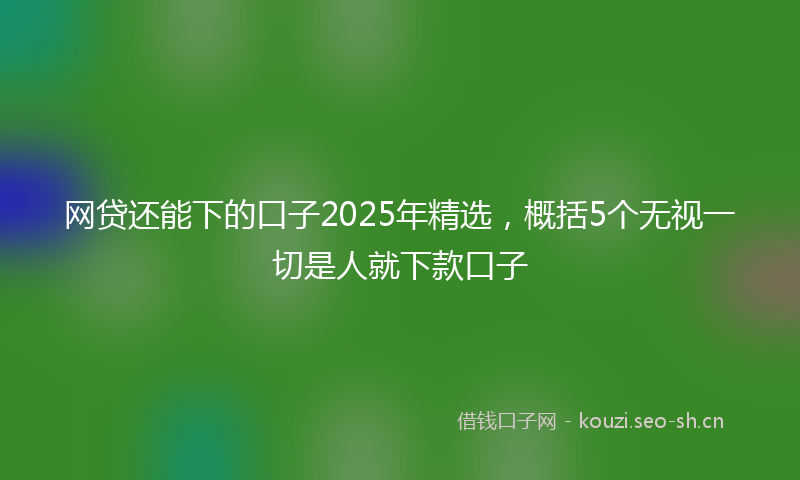 网贷还能下的口子2025年精选，概括5个无视一切是人就下款口子