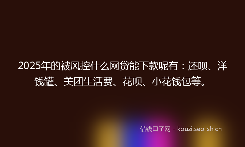 2025年的被风控什么网贷能下款呢有：还呗、洋钱罐、美团生活费、花呗、小花钱包等。