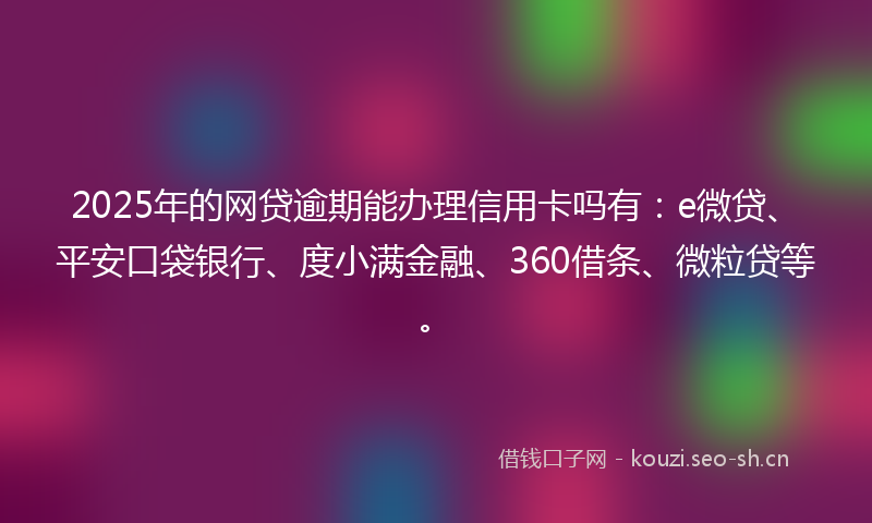 2025年的网贷逾期能办理信用卡吗有：e微贷、平安口袋银行、度小满金融、360借条、微粒贷等。