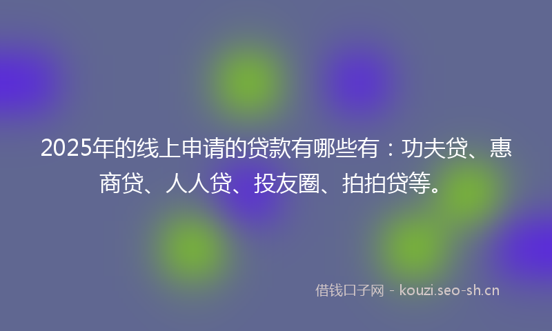 2025年的线上申请的贷款有哪些有：功夫贷、惠商贷、人人贷、投友圈、拍拍贷等。