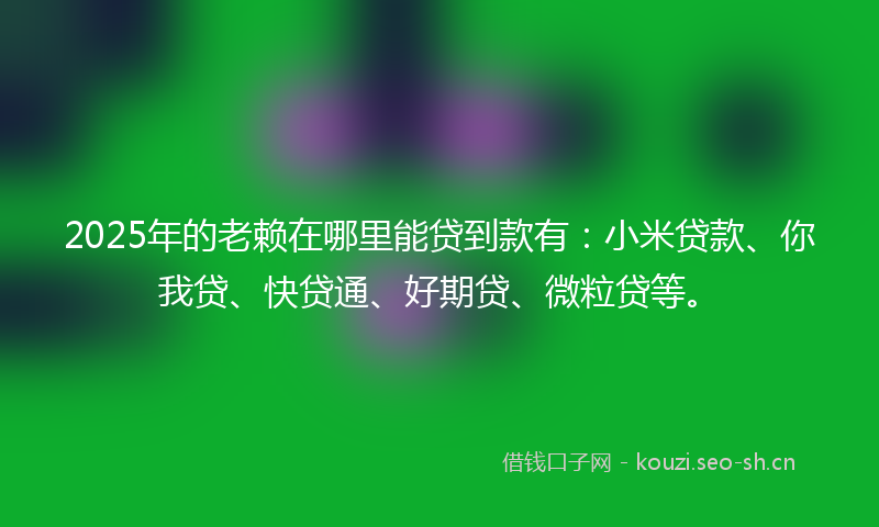 2025年的老赖在哪里能贷到款有：小米贷款、你我贷、快贷通、好期贷、微粒贷等。