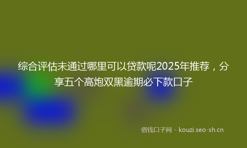 综合评估未通过哪里可以贷款呢2025年推荐，分享五个高炮双黑逾期必下款口子
