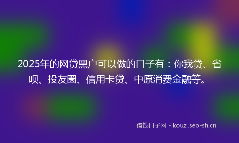 2025年的网贷黑户可以做的口子有：你我贷、省呗、投友圈、信用卡贷、中原消费金融等。