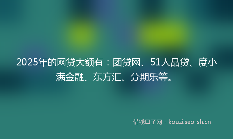 2025年的网贷大额有：团贷网、51人品贷、度小满金融、东方汇、分期乐等。