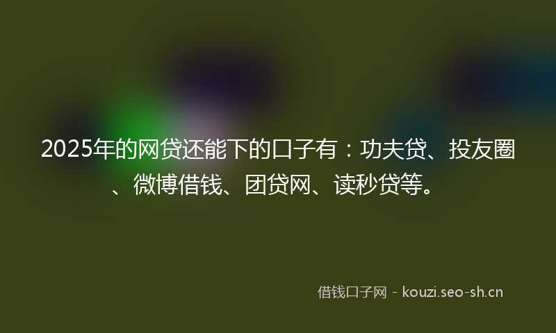 2025年的网贷还能下的口子有：功夫贷、投友圈、微博借钱、团贷网、读秒贷等。