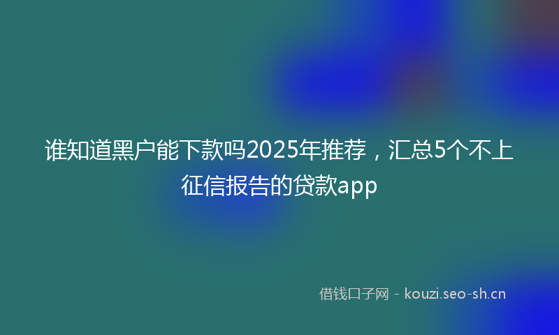 谁知道黑户能下款吗2025年推荐，汇总5个不上征信报告的贷款app