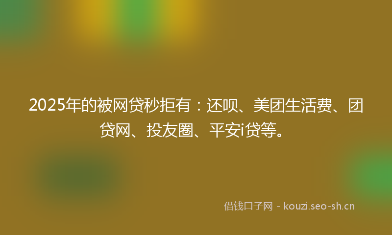 2025年的被网贷秒拒有：还呗、美团生活费、团贷网、投友圈、平安i贷等。