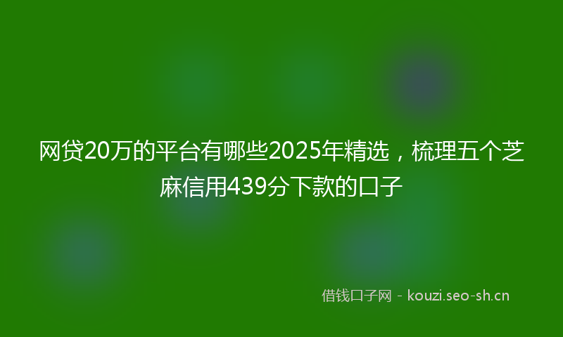 网贷20万的平台有哪些2025年精选，梳理五个芝麻信用439分下款的口子