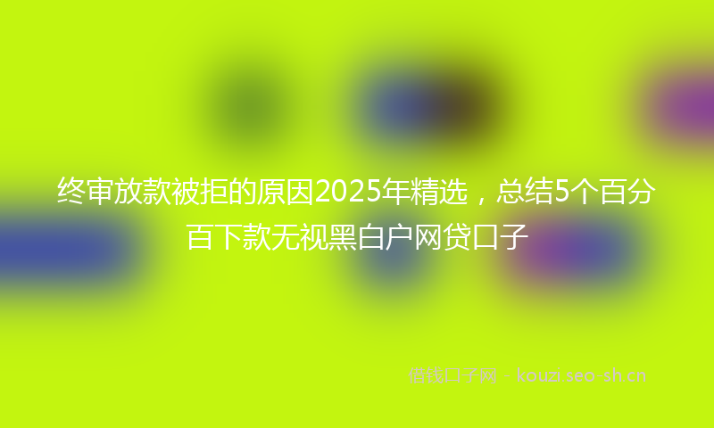 终审放款被拒的原因2025年精选，总结5个百分百下款无视黑白户网贷口子