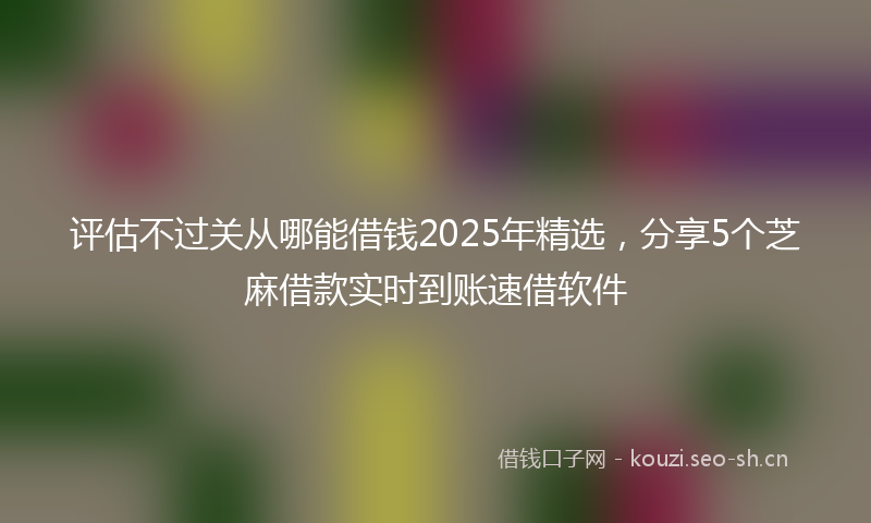 评估不过关从哪能借钱2025年精选，分享5个芝麻借款实时到账速借软件