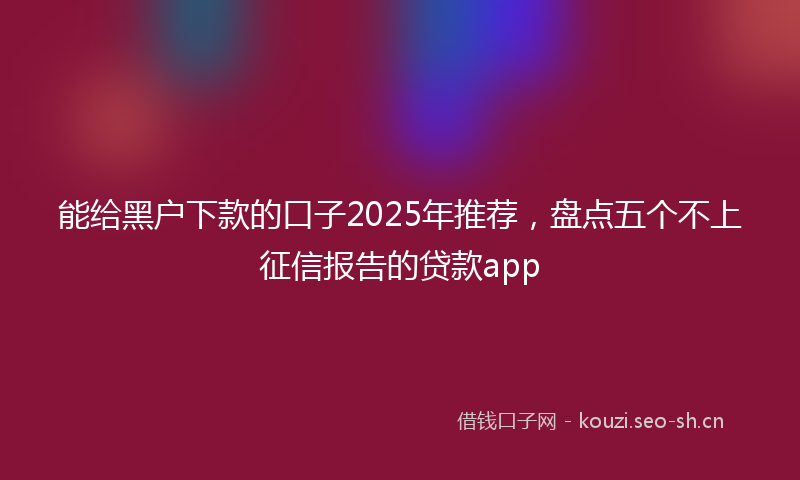 能给黑户下款的口子2025年推荐，盘点五个不上征信报告的贷款app