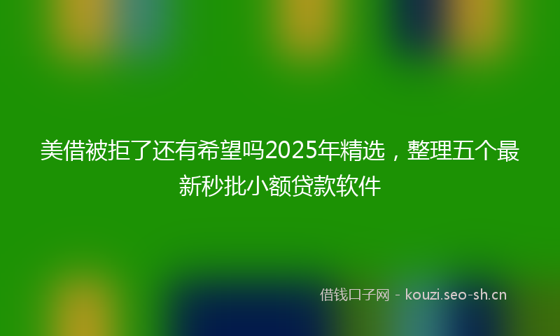 美借被拒了还有希望吗2025年精选，整理五个最新秒批小额贷款软件