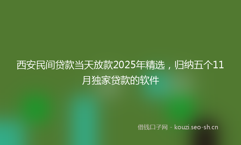 西安民间贷款当天放款2025年精选，归纳五个11月独家贷款的软件