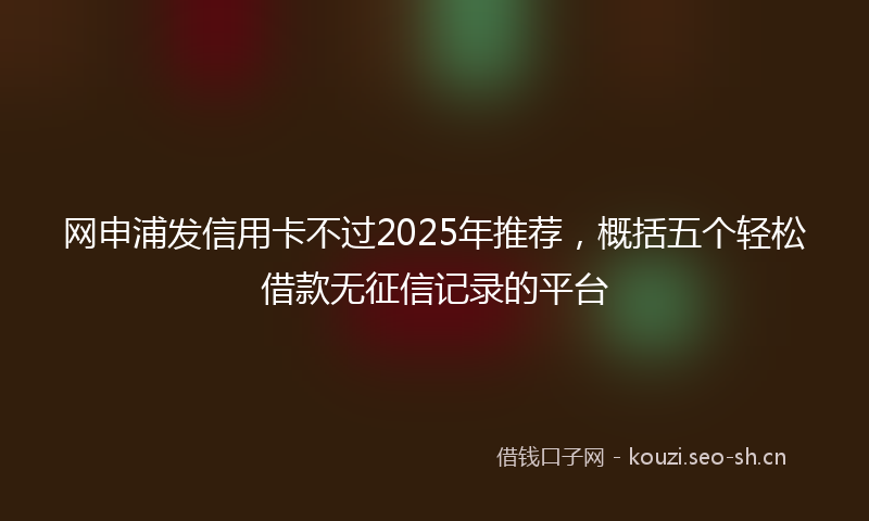 网申浦发信用卡不过2025年推荐，概括五个轻松借款无征信记录的平台