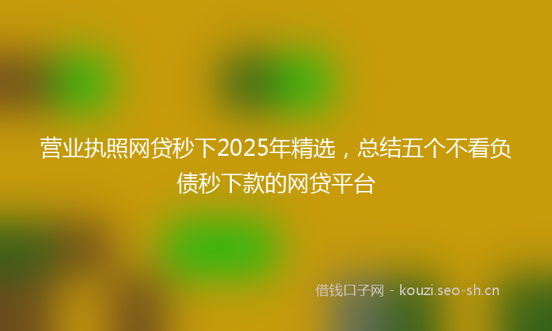 营业执照网贷秒下2025年精选，总结五个不看负债秒下款的网贷平台