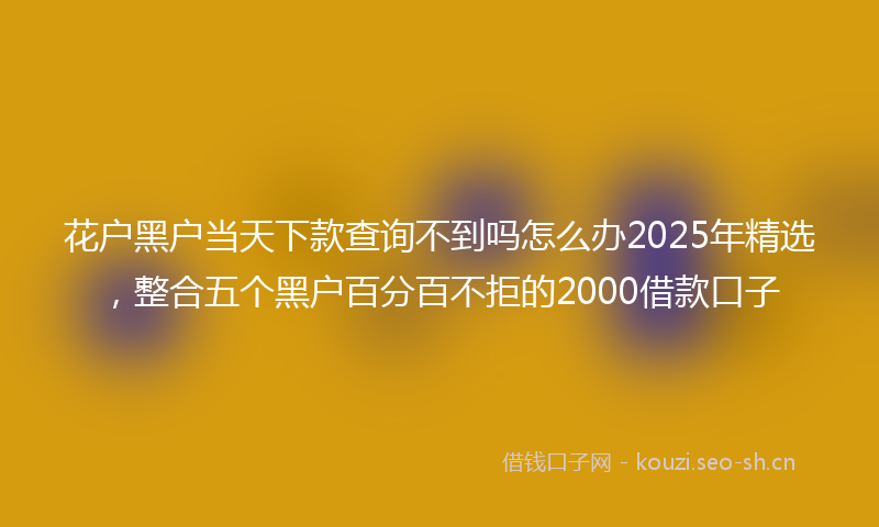 花户黑户当天下款查询不到吗怎么办2025年精选，整合五个黑户百分百不拒的2000借款口子