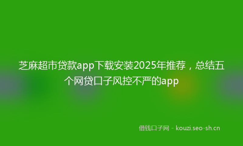 芝麻超市贷款app下载安装2025年推荐，总结五个网贷口子风控不严的app