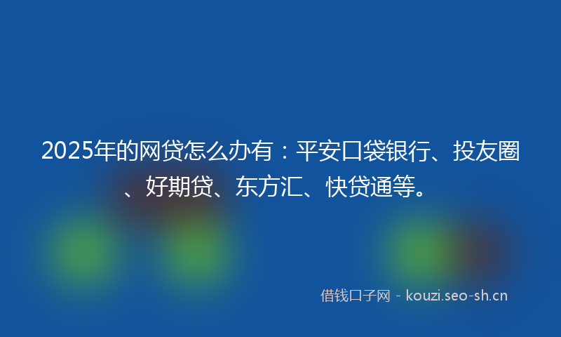2025年的网贷怎么办有：平安口袋银行、投友圈、好期贷、东方汇、快贷通等。