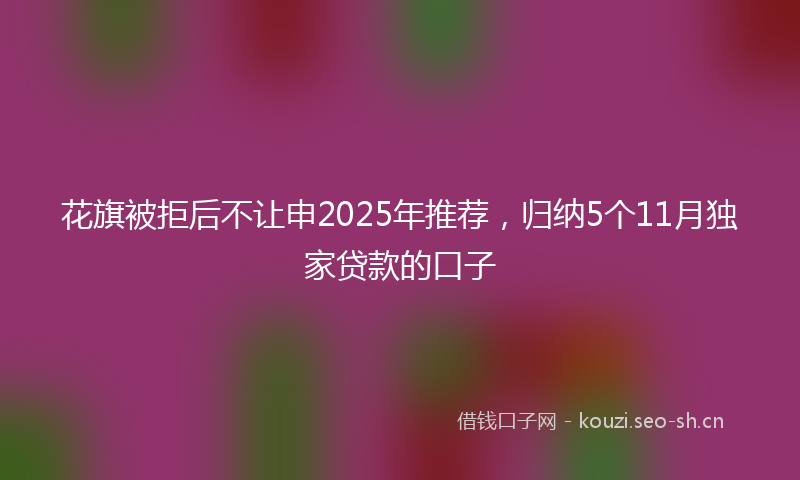 花旗被拒后不让申2025年推荐，归纳5个11月独家贷款的口子
