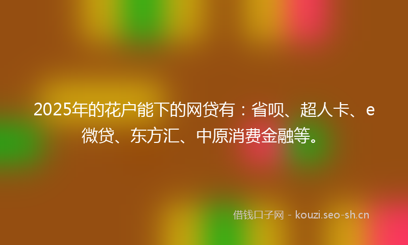 2025年的花户能下的网贷有：省呗、超人卡、e微贷、东方汇、中原消费金融等。