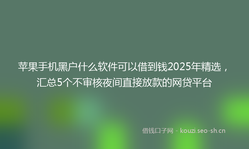 苹果手机黑户什么软件可以借到钱2025年精选，汇总5个不审核夜间直接放款的网贷平台
