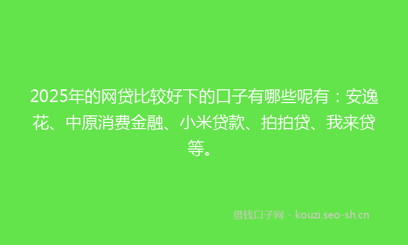 2025年的网贷比较好下的口子有哪些呢有：安逸花、中原消费金融、小米贷款、拍拍贷、我来贷等。