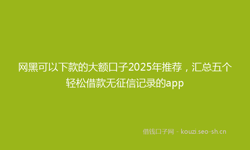 网黑可以下款的大额口子2025年推荐，汇总五个轻松借款无征信记录的app