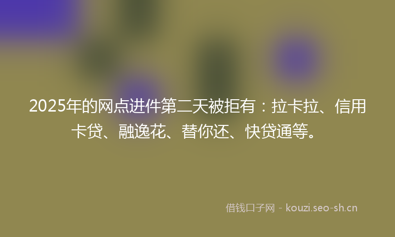 2025年的网点进件第二天被拒有：拉卡拉、信用卡贷、融逸花、替你还、快贷通等。