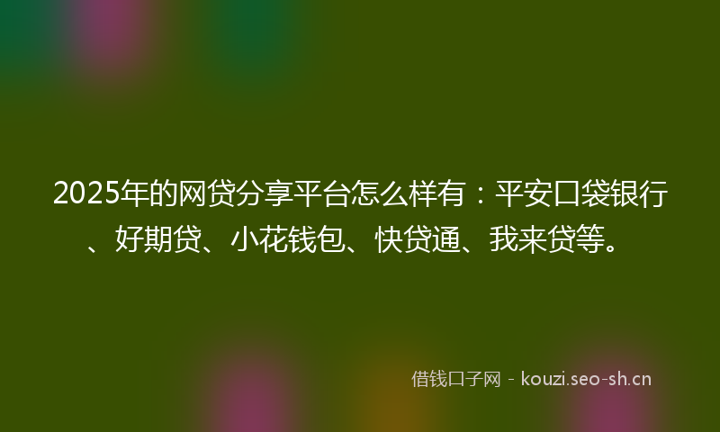 2025年的网贷分享平台怎么样有：平安口袋银行、好期贷、小花钱包、快贷通、我来贷等。