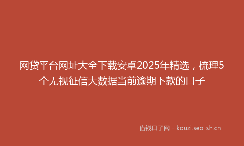 网贷平台网址大全下载安卓2025年精选,梳理5个无视征信大数据当前逾期下款的口子