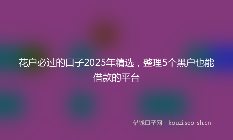 花户必过的口子2025年精选，整理5个黑户也能借款的平台
