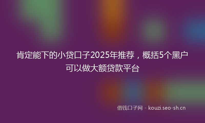 肯定能下的小贷口子2025年推荐，概括5个黑户可以做大额贷款平台