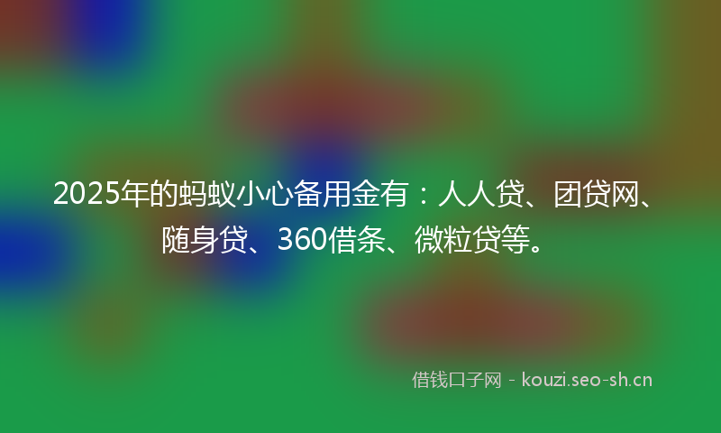 2025年的蚂蚁小心备用金有：人人贷、团贷网、随身贷、360借条、微粒贷等。