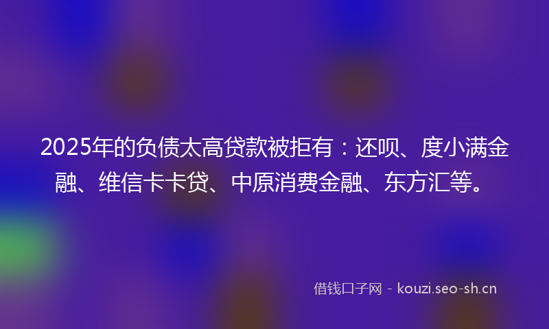 2025年的负债太高贷款被拒有：还呗、度小满金融、维信卡卡贷、中原消费金融、东方汇等。