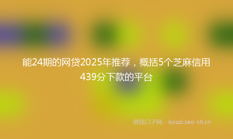 能24期的网贷2025年推荐，概括5个芝麻信用439分下款的平台