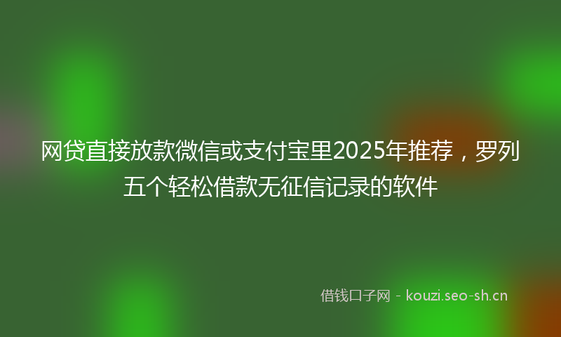 网贷直接放款微信或支付宝里2025年推荐，罗列五个轻松借款无征信记录的软件