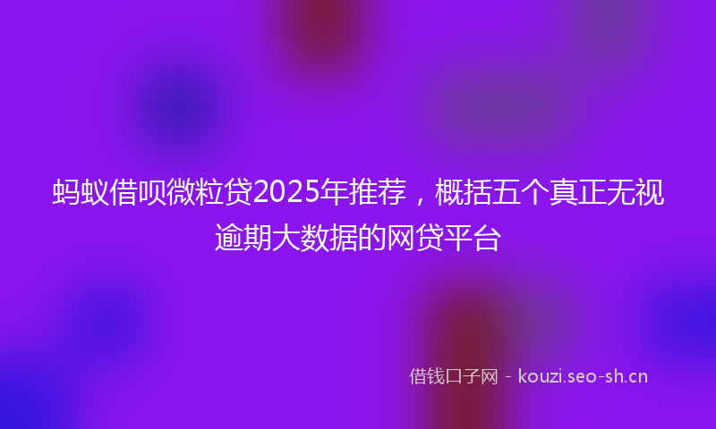 蚂蚁借呗微粒贷2025年推荐，概括五个真正无视逾期大数据的网贷平台