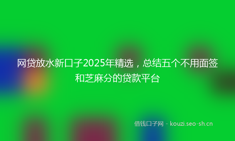 网贷放水新口子2025年精选，总结五个不用面签和芝麻分的贷款平台