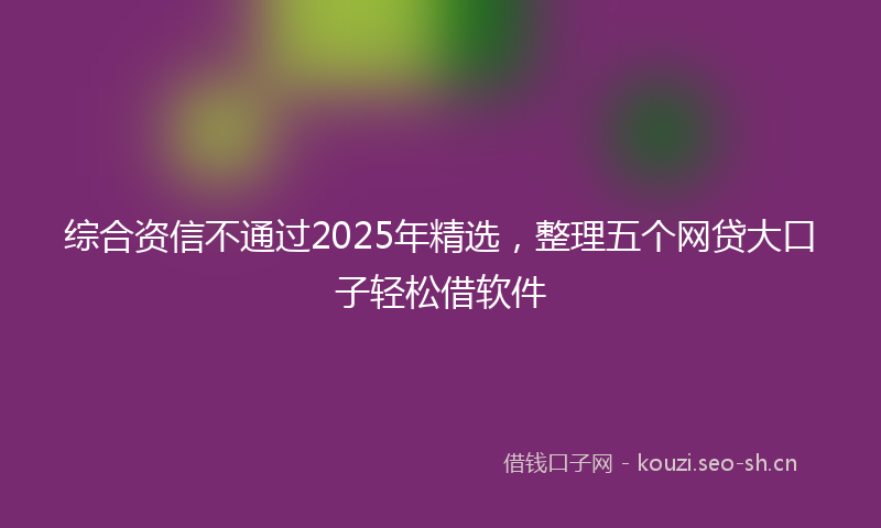 综合资信不通过2025年精选，整理五个网贷大口子轻松借软件