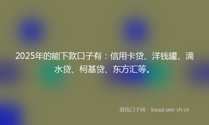 2025年的能下款口子有：信用卡贷、洋钱罐、滴水贷、柯基贷、东方汇等。